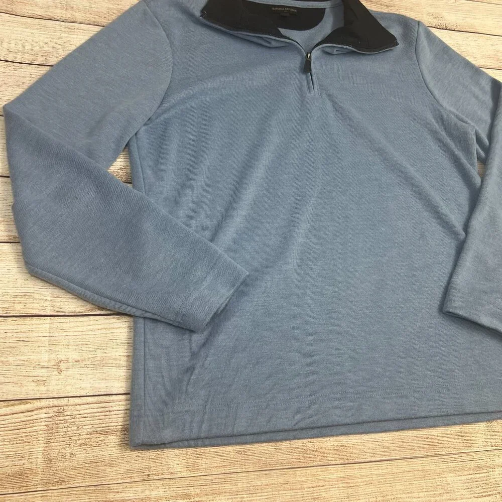 Banana Republic Blue Quarter Zip Pullover Sweater‎ Size Large Men's Casual